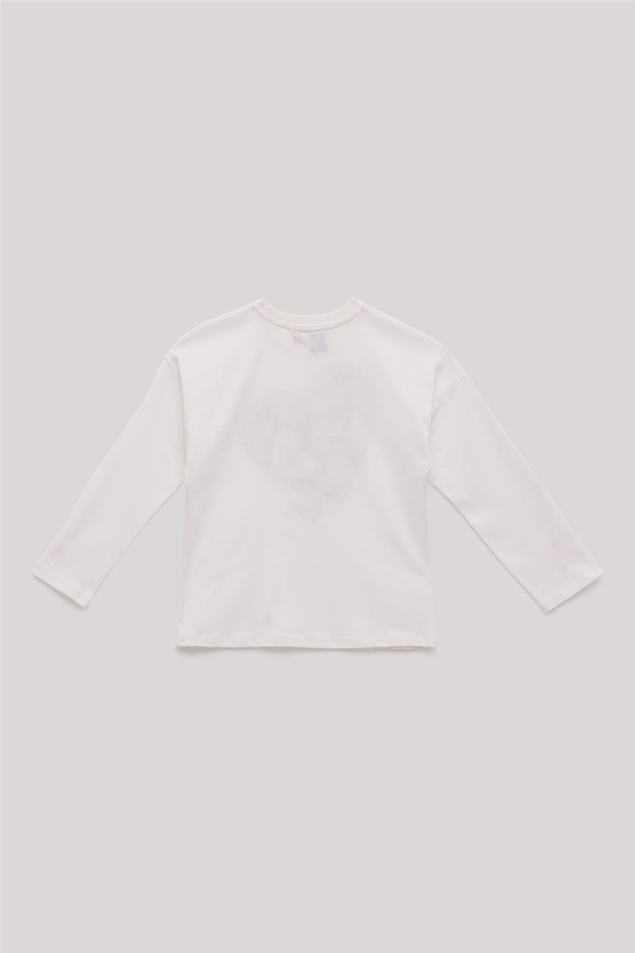 Tyess Kız Çocuk Kalp Baskılı Ekru T-Shirt
