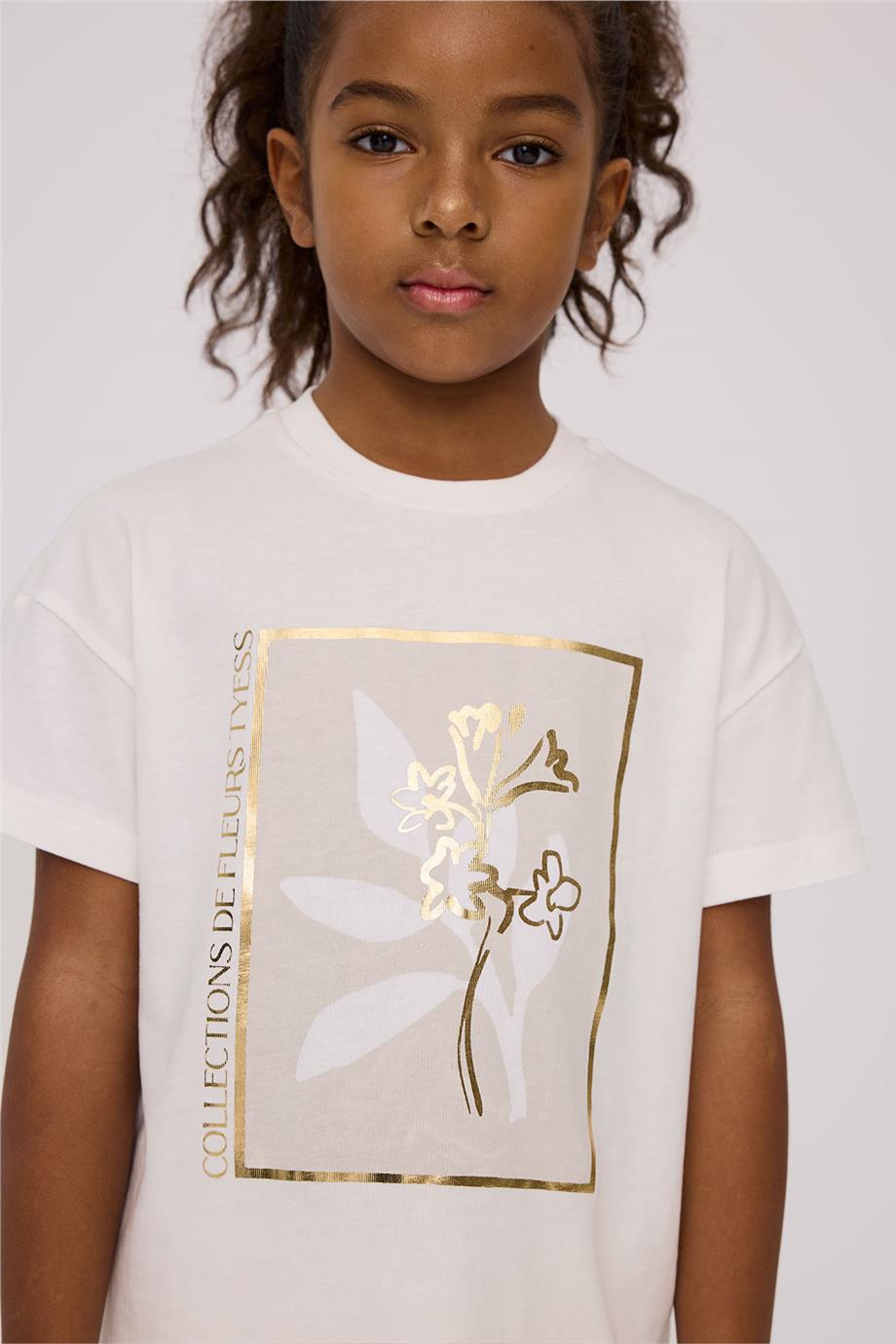 Tyess Kız Çocuk Ekru Tshirt