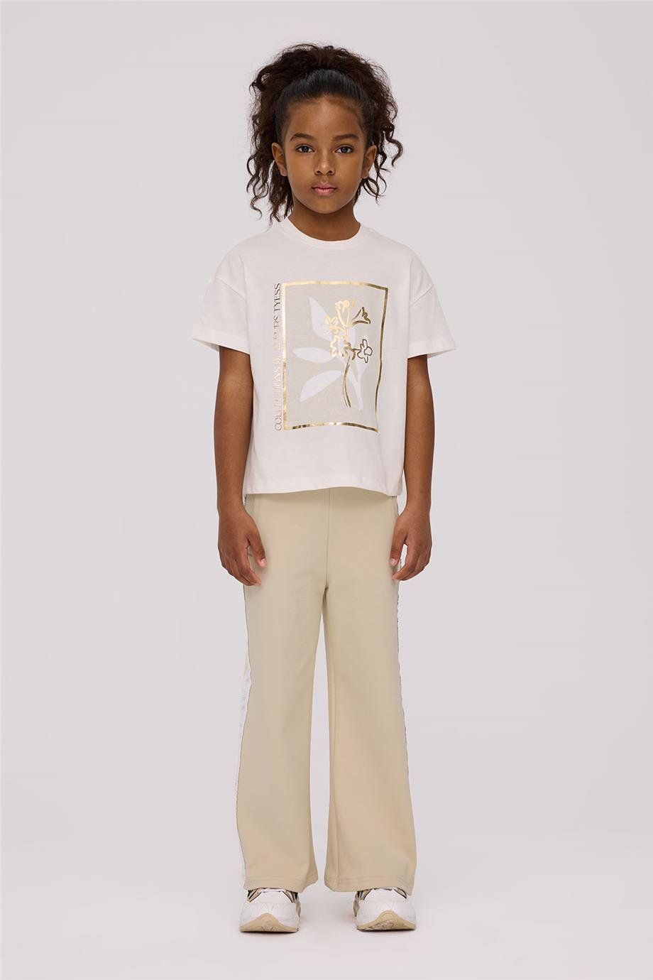 Tyess Kız Çocuk Ekru Tshirt