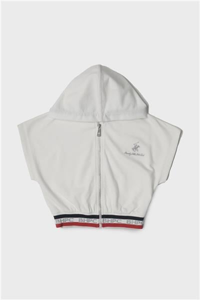 Beverly Hills Polo Club Kız Çocuk Kapüşonlu Beyaz Crop Eşofman Üstü