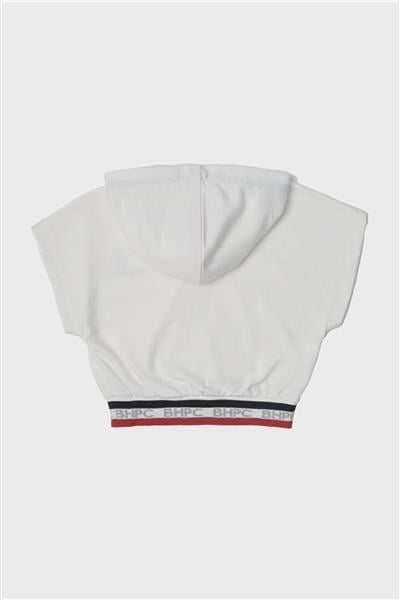 Beverly Hills Polo Club Kız Çocuk Kapüşonlu Beyaz Crop Eşofman Üstü