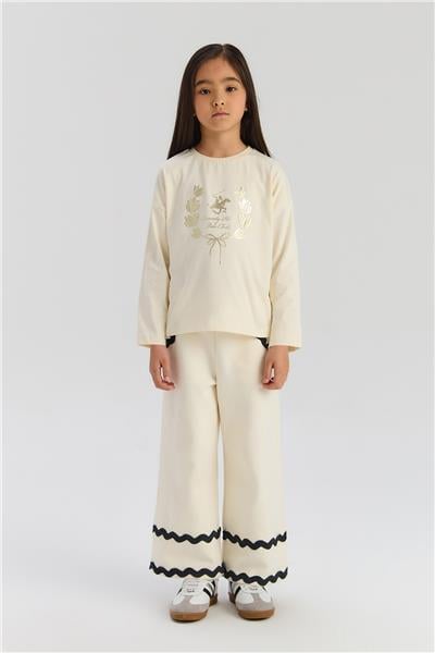 Beverly Hills Polo Club Kız Çocuk Ekru Tişört