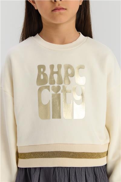 Beverly Hills Polo Club Kız Çocuk Ekru Sweatshirt