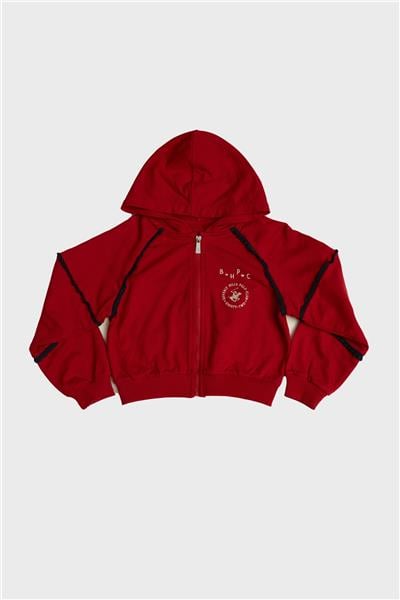 Beverly Hills Polo Club Kız Çocuk Kırmızı Fermuarlı Eşofman Üstü