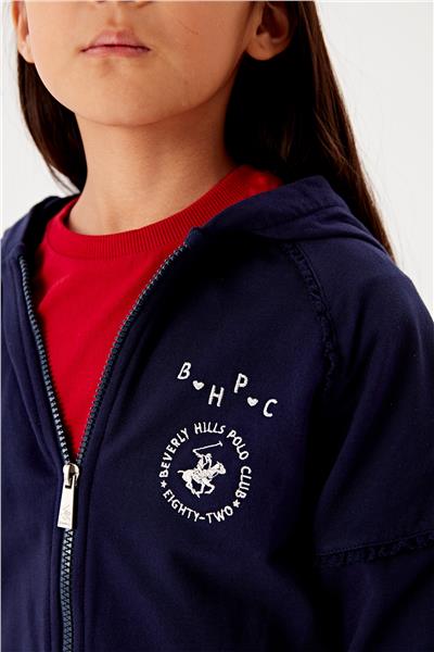 Beverly Hills Polo Club Kız Çocuk Lacivert Fermuarlı Eşofman Üstü