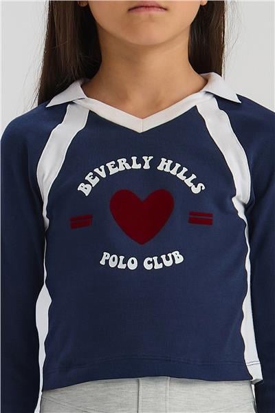 Beverly Hills Polo Club Kız Çocuk Lacivert Tişört