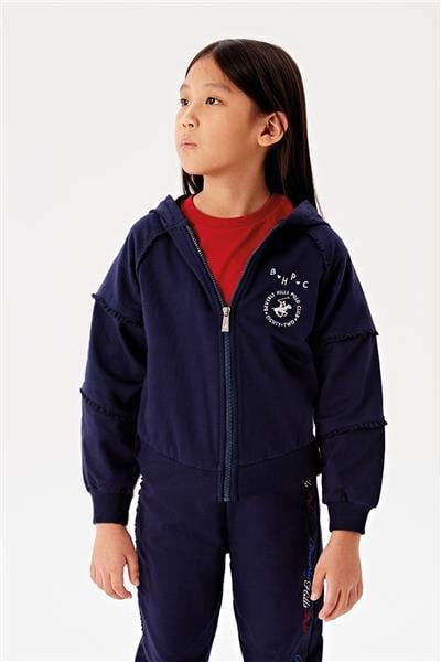 Beverly Hills Polo Club Kız Çocuk Lacivert Fermuarlı Eşofman Üstü