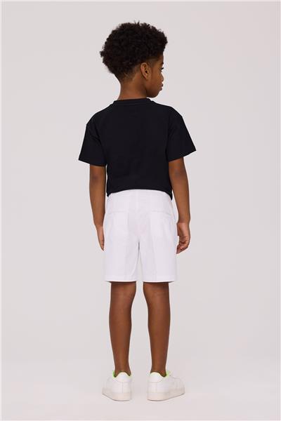 NBT Erkek Çocuk  Ütü İzli Beyaz Şort