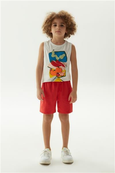 NBT Pamuk Erkek Çocuk Kırmızı Şort