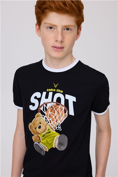 Nebbati Erkek Çocuk Siyah Tshirt