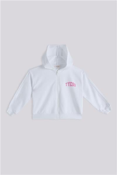 Tyess Basic Kız Çocuk Beyaz Eşofman Üstü