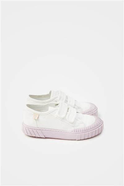 Tyess Kız Çocuk Beyaz Cırt Cırtlı Lila Tabanlı Spor Ayakkabı