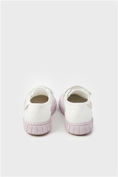 Tyess Kız Çocuk Beyaz Cırt Cırtlı Lila Tabanlı Spor Ayakkabı