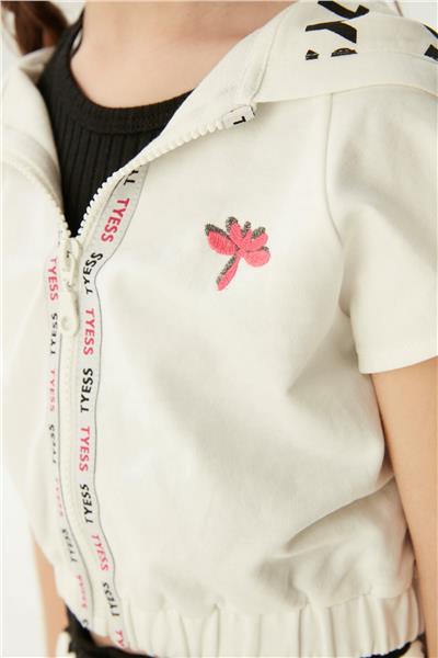 Tyess Kız Çocuk Beyaz Kısa Kollu Eşofman Üstü