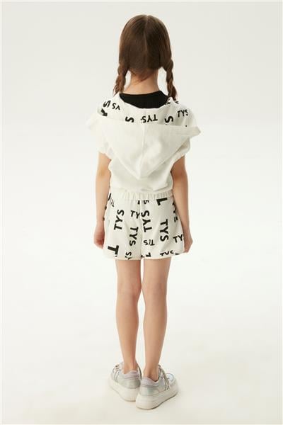 Tyess Kız Çocuk Beyaz Kısa Kollu Eşofman Üstü