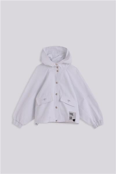 Tyess Kız Çocuk Beyaz File Kollu Ceket