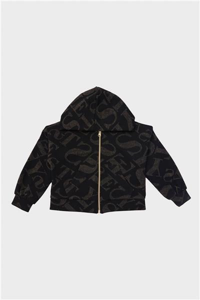 Tyess Kız Çocuk Siyah Simli Logolu Eşofman Üstü