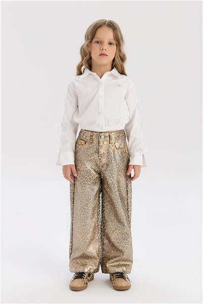 Tyess Kız Çocuk Ekru Gömlek