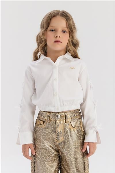 Tyess Kız Çocuk Ekru Gömlek