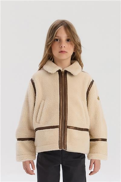 Tyess Kız Çocuk Ekru Mont