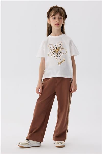 Tyess Kız Çocuk Ekru T-Shirt