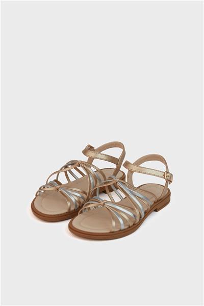 Tyess Kız Çocuk Gold Deri Sandalet