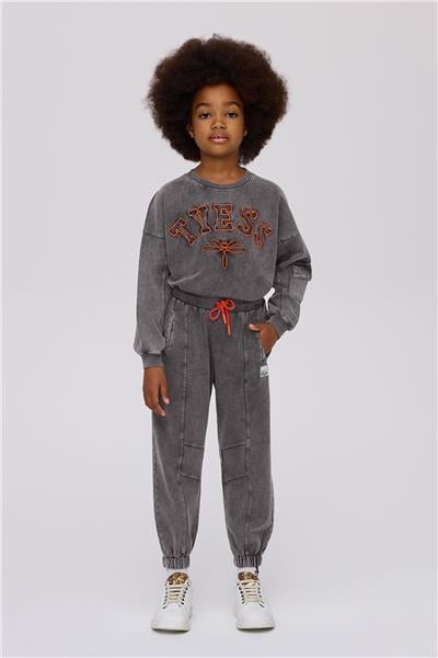 Tyess Girl Grey Melange Tracksuit BottomTyess Girl Grey Melange Tracksuit Bottom