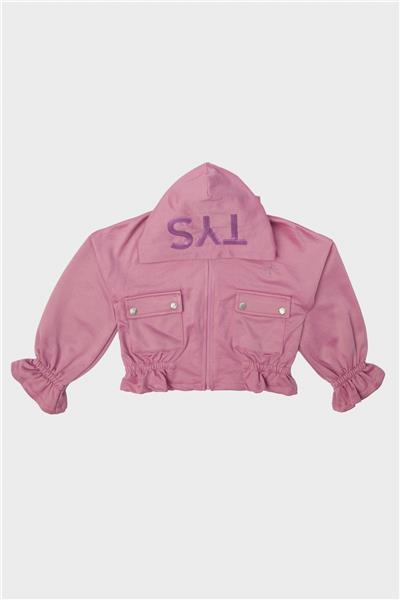 Tyess Kız Çocuk Lila Cepli Fermuarlı Eşofman Üstü