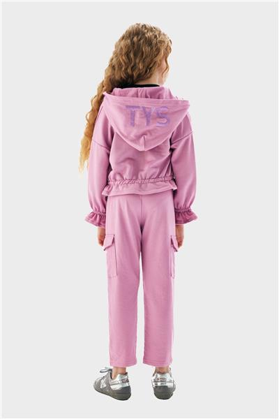 Tyess Kız Çocuk Lila Cepli Fermuarlı Eşofman Üstü