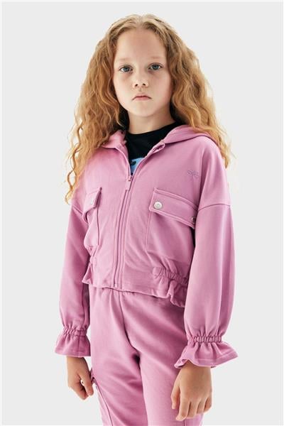 Tyess Kız Çocuk Lila Cepli Fermuarlı Eşofman Üstü