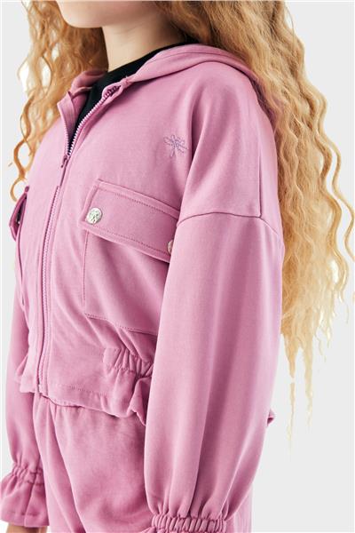 Tyess Kız Çocuk Lila Cepli Fermuarlı Eşofman Üstü