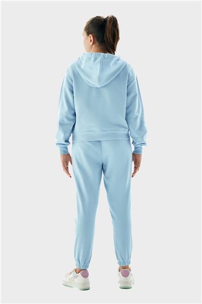 Tyess Kız Çocuk Mavi Fermuarlı Kapüşonlu Eşofman Üstü