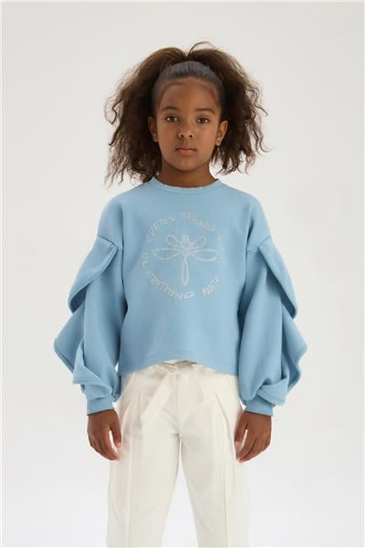 Tyess Kız Çocuk Mavi Sweatshirt