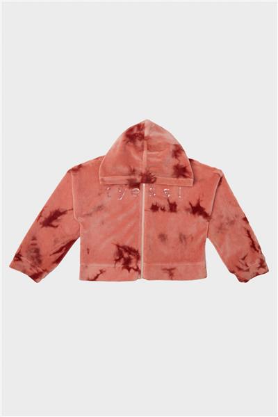 Tyess Kız Çocuk Pembe Batik Desenli Kapüşonlu Sweatshirt