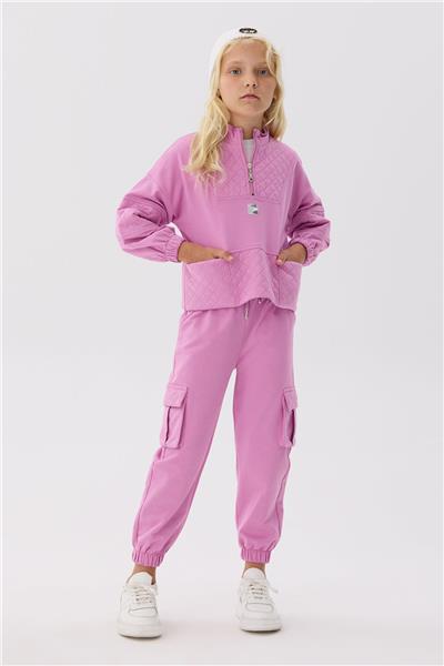 Tyess Kız Çocuk Lila Kapitone Detaylı Sweatshirt