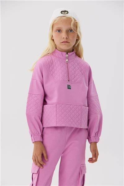 Tyess Kız Çocuk Lila Kapitone Detaylı Sweatshirt