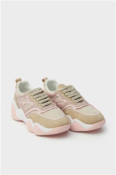 Tyess Kız Çocuk Bej Pembe Renkli Sneaker Ayakkabı