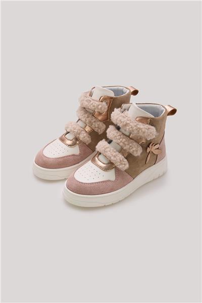 Tyess Kız Çocuk Pudra Peluş Bantlı Spor Ayakkabı