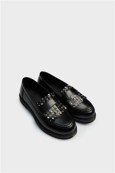 Tyess Kız Çocuk Zımbalı Siyah Oxford Ayakkabı