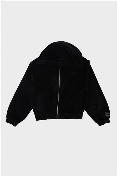 Tyess Kız Çocuk Siyah Fermuarlı Kapüşonlu Eşofman Üstü