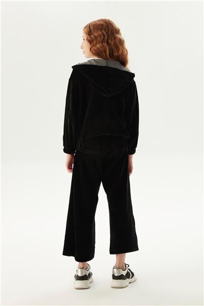 Tyess Kız Çocuk Siyah Fermuarlı Kapüşonlu Eşofman Üstü