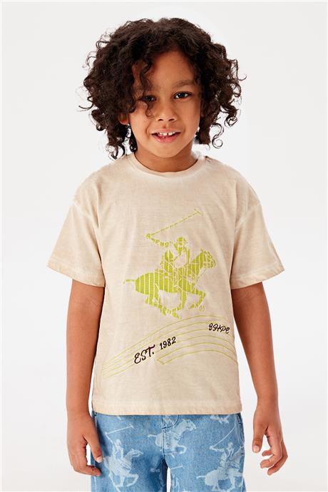Beverly Hills Polo Club Erkek Çocuk Bej T-Shirt