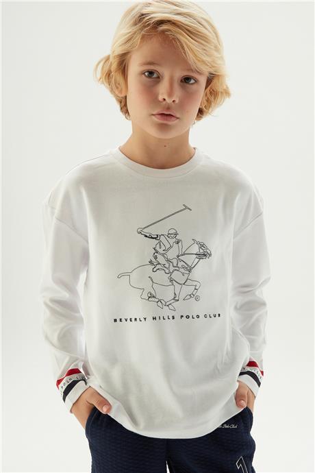 Beverly Hills Polo Club Erkek Çocuk Beyaz T-Shirt