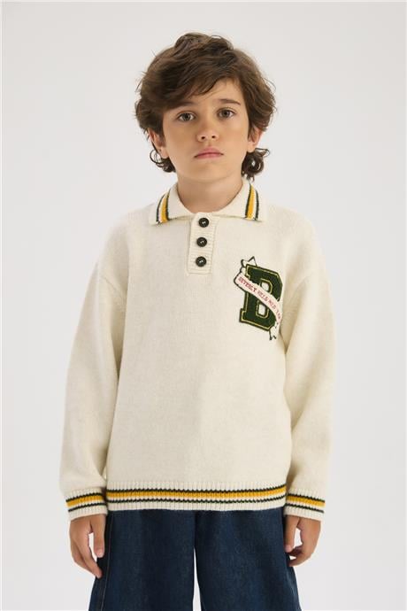 Beverly Hills Polo Club Boy Ecru SweaterBeverly Hills Polo Club Boy Ecru Sweater