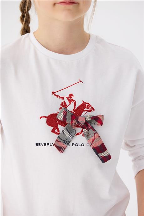 Beverly Hills Polo Club Kız Çocuk Beyaz T-Shirt