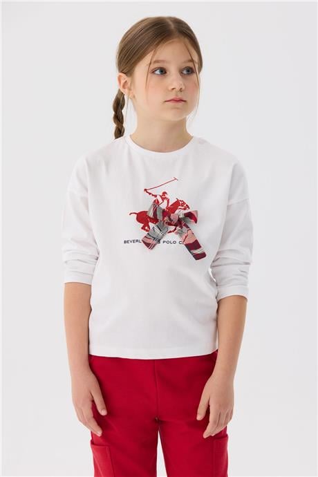 Beverly Hills Polo Club Kız Çocuk Beyaz T-Shirt