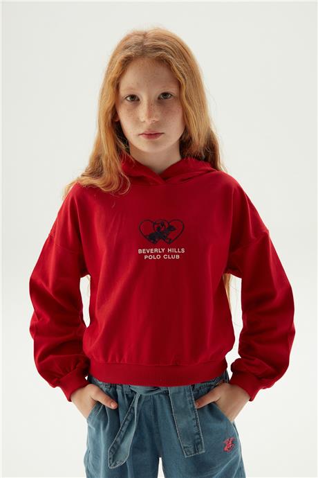 Beverly Hills Polo Club Kız Çocuk Bordo Sweatshirt