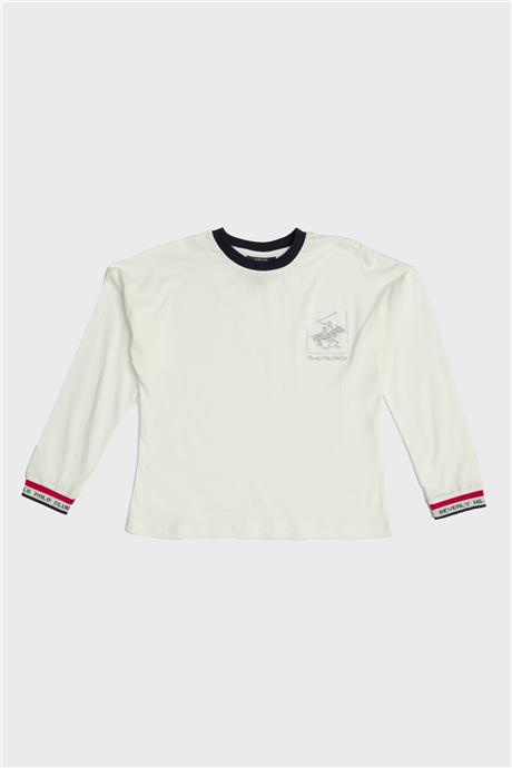 Beverly Hills Polo Club Kız Çocuk Ekru T-Shirt