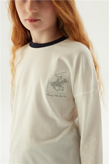 Beverly Hills Polo Club Kız Çocuk Ekru T-Shirt