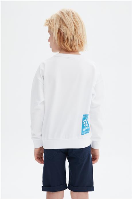 Bikkembergs Erkek Çocuk Beyaz Sweatshirt